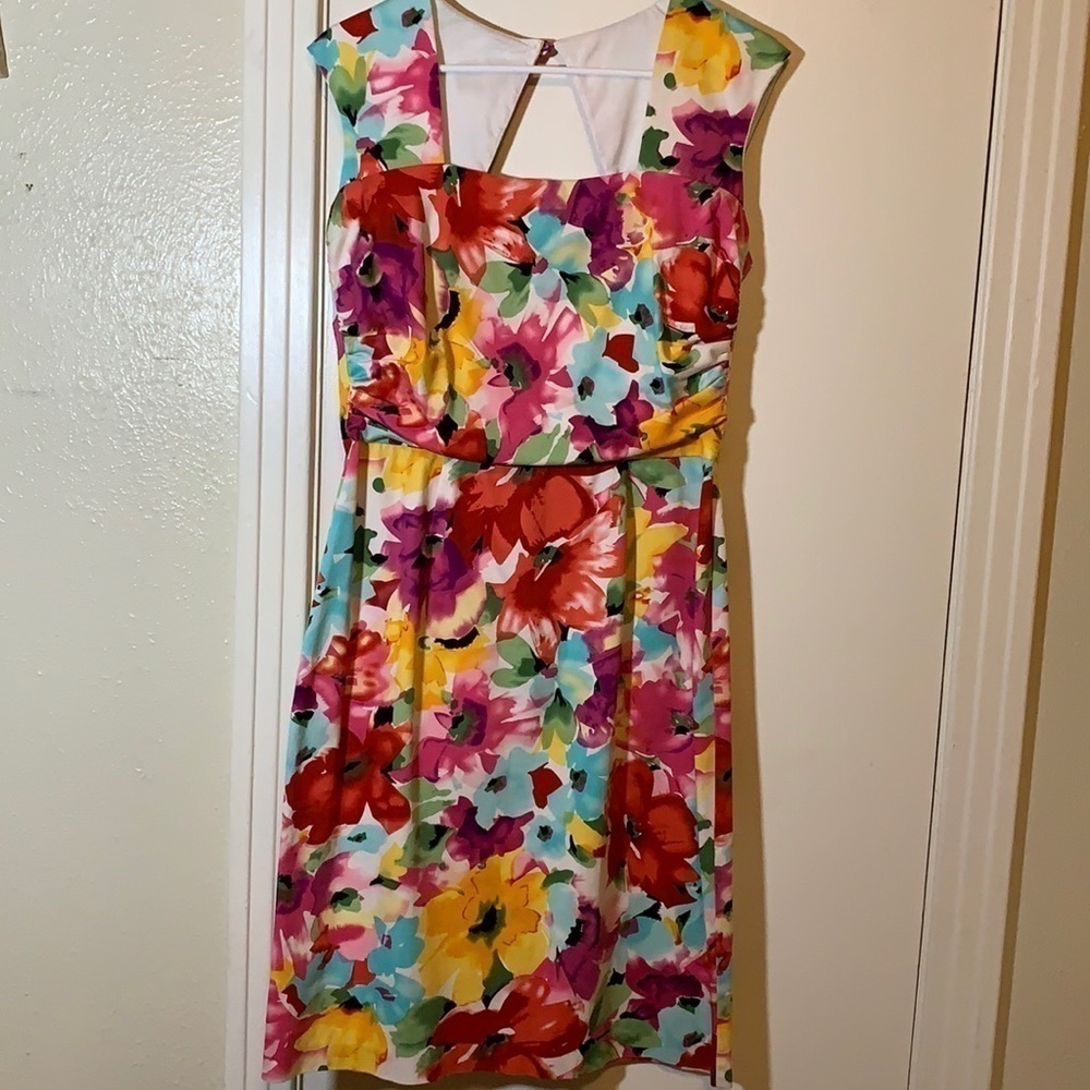 Donna Ricco Floral Cut Out Cotton Midi Dress, 8